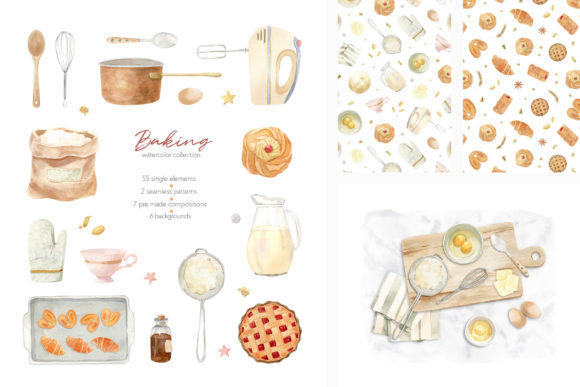 Baking at Home - Watercolor Clipart