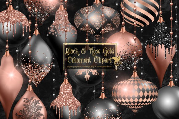 Black and Rose Gold Ornament Clipart