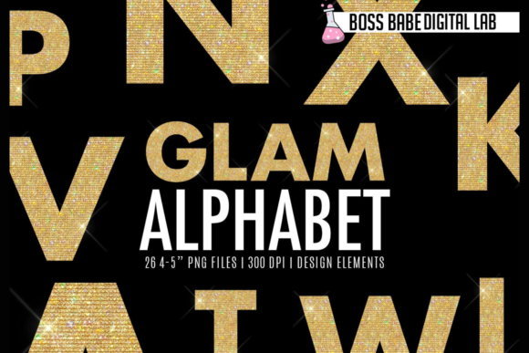 Glam Gold Alphabet Clipart