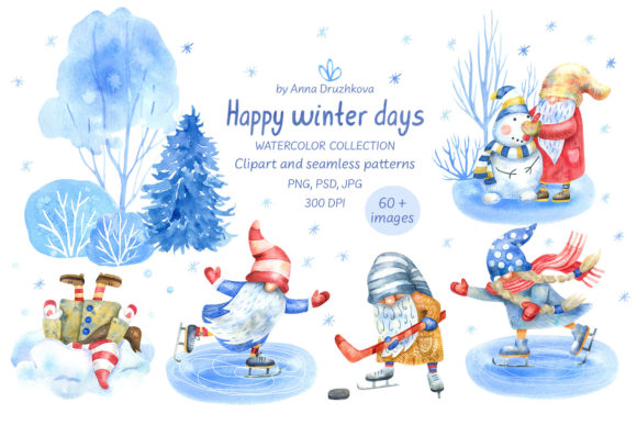 Happy Winter Day Watercolor Collection