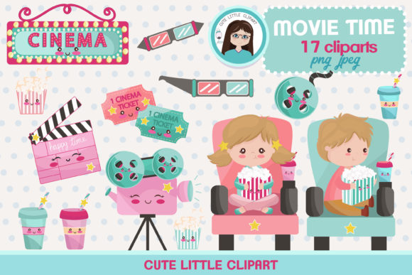 Movie Time Kawaii Clipart