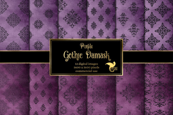 Purple Gothic Damask Digital Paper: A Stylish Addition to Creative Projects