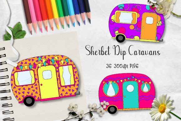 Sherbet Dip Caravans CU Clipart: A Versatile Design Resource for Creative Projects