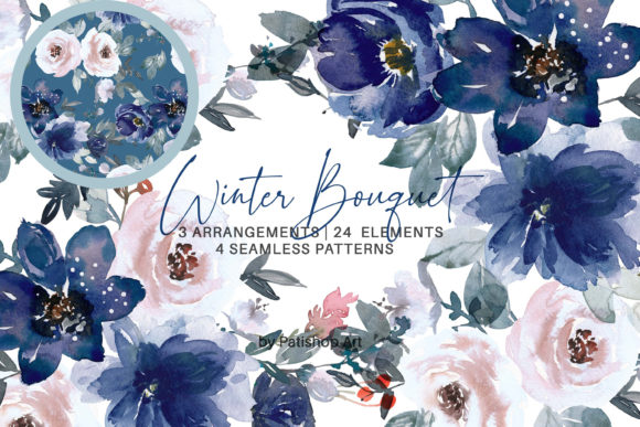 Watercolor Christmas Floral Clipart